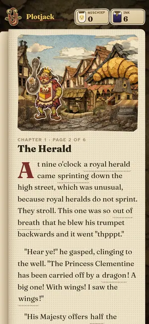 A page of Book One on a phone, with the words you can change underlined